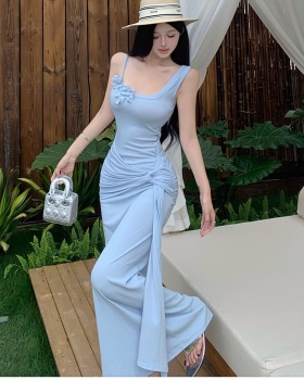 France style summer slim dress sling chouzhe flowers long dress