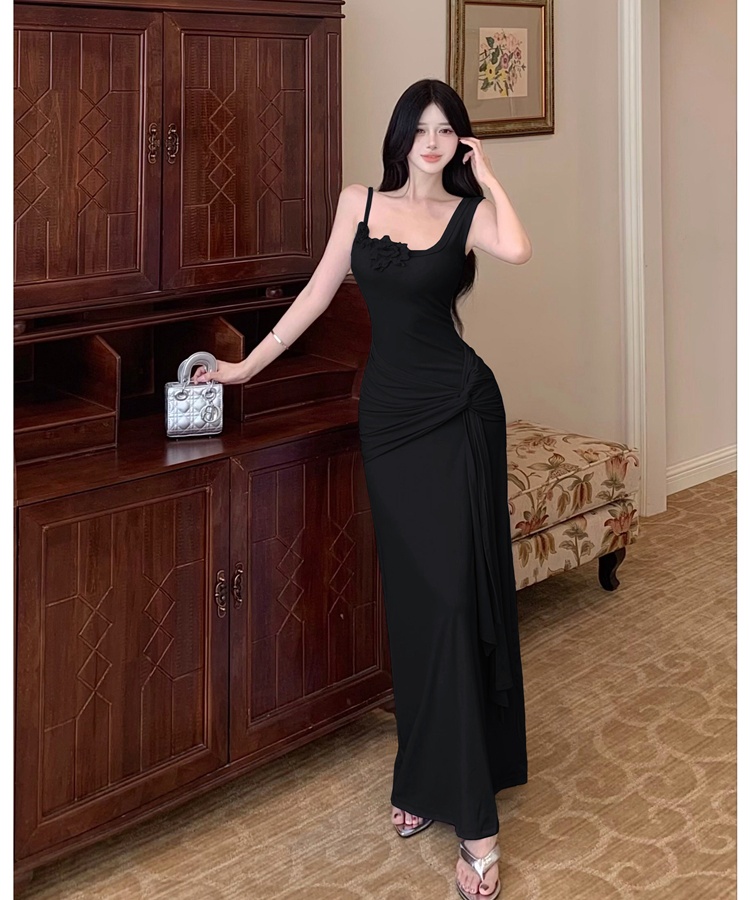 France style summer slim dress sling chouzhe flowers long dress