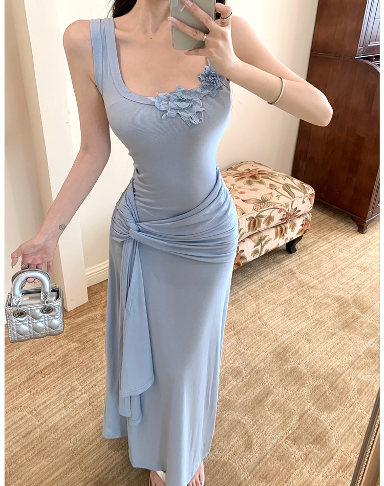 France style summer slim dress sling chouzhe flowers long dress