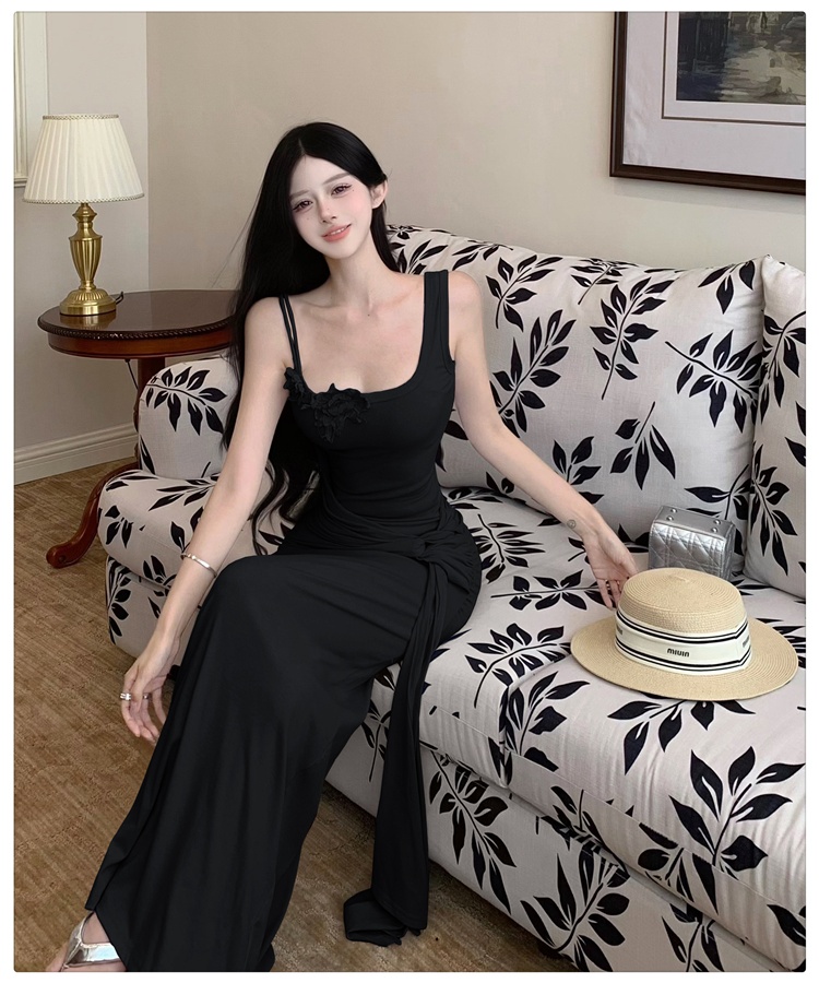 France style summer slim dress sling chouzhe flowers long dress