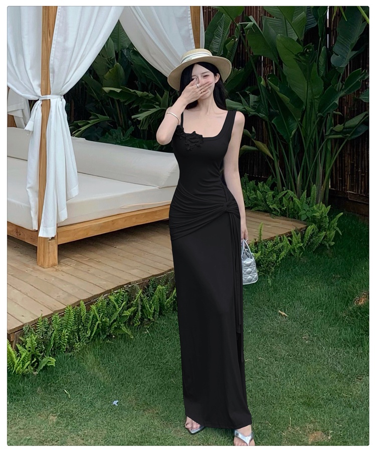 France style summer slim dress sling chouzhe flowers long dress