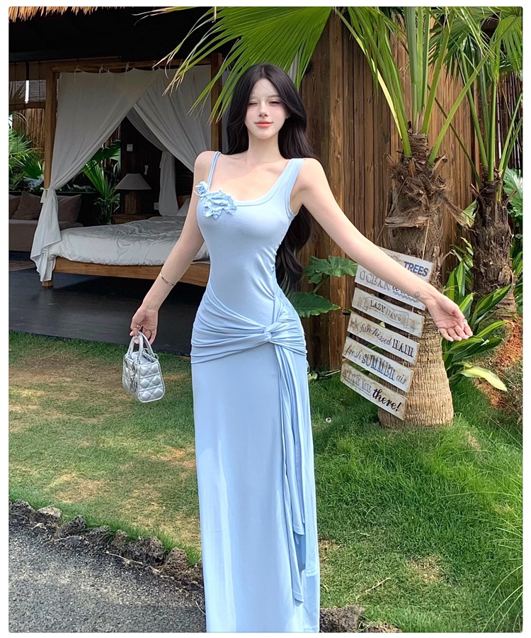 France style summer slim dress sling chouzhe flowers long dress