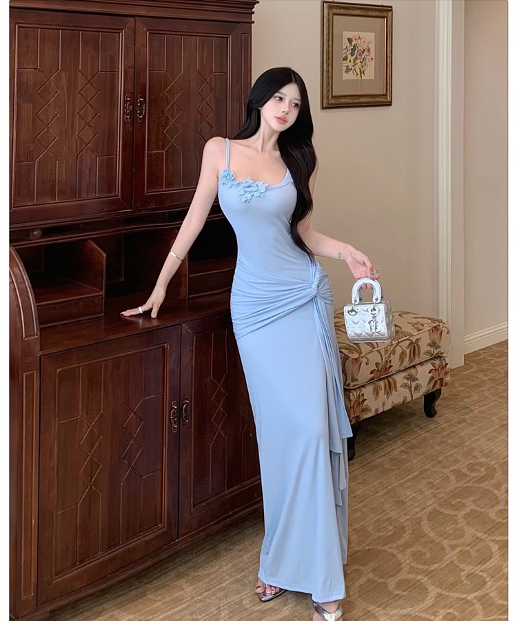 France style summer slim dress sling chouzhe flowers long dress