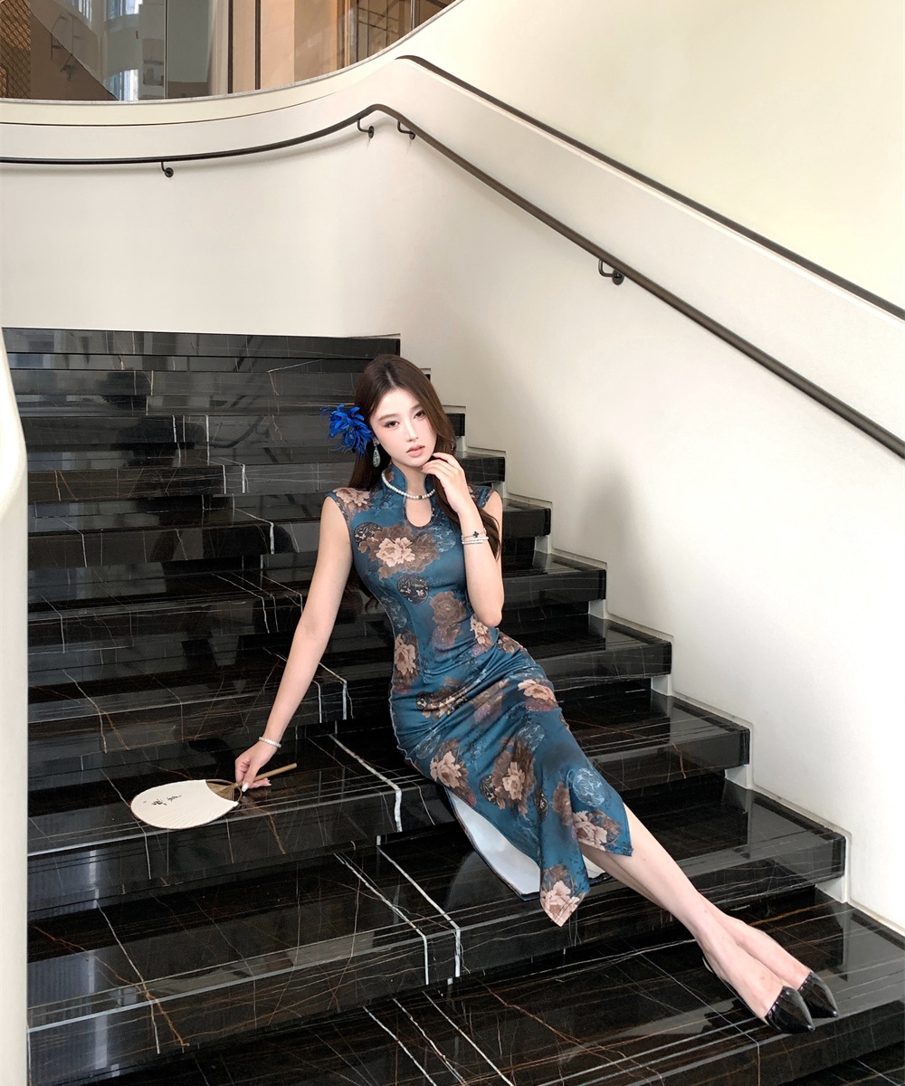 Summer slim printing dress