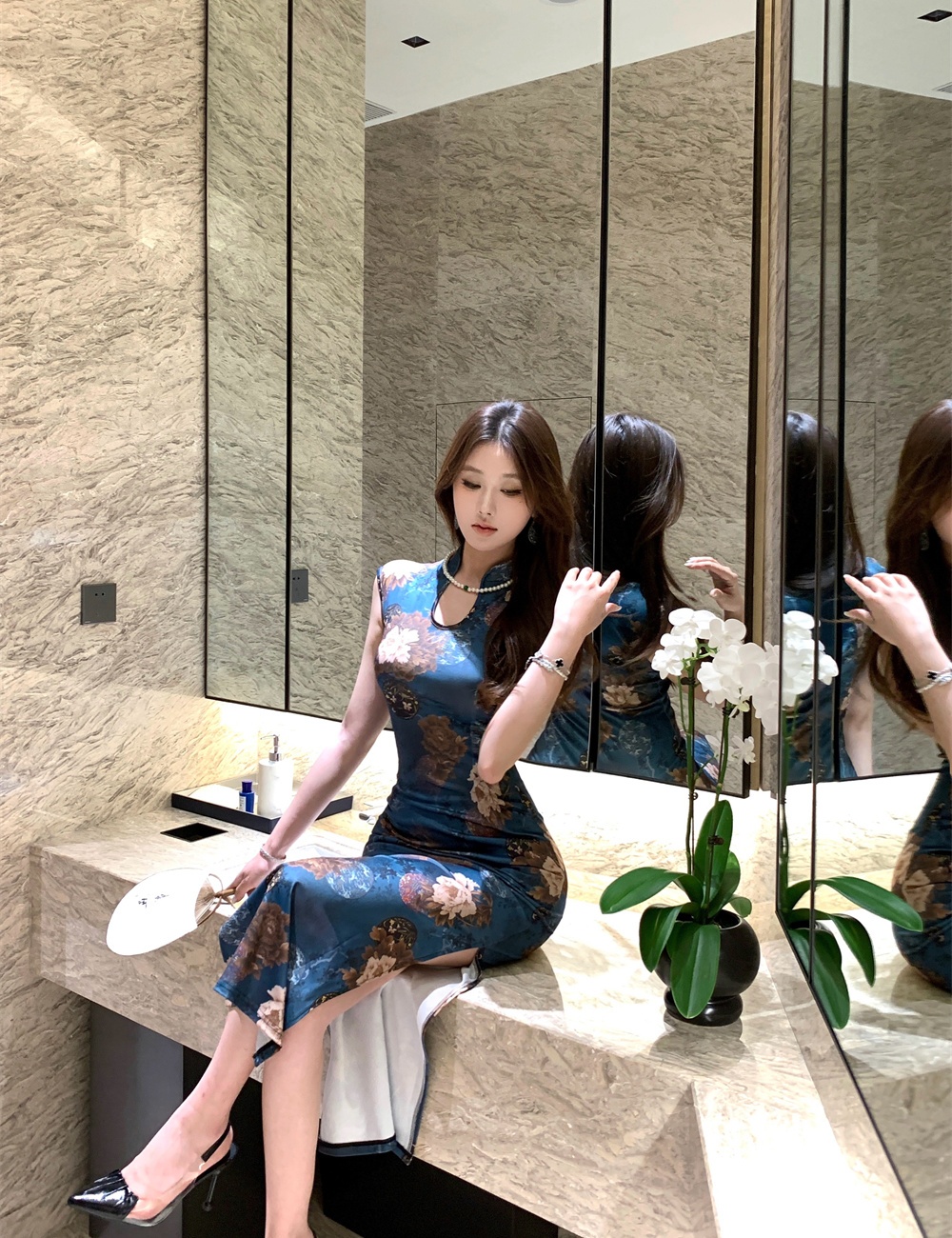 Summer slim printing dress