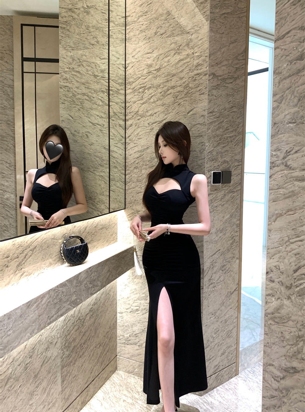 Slim split hollow dress