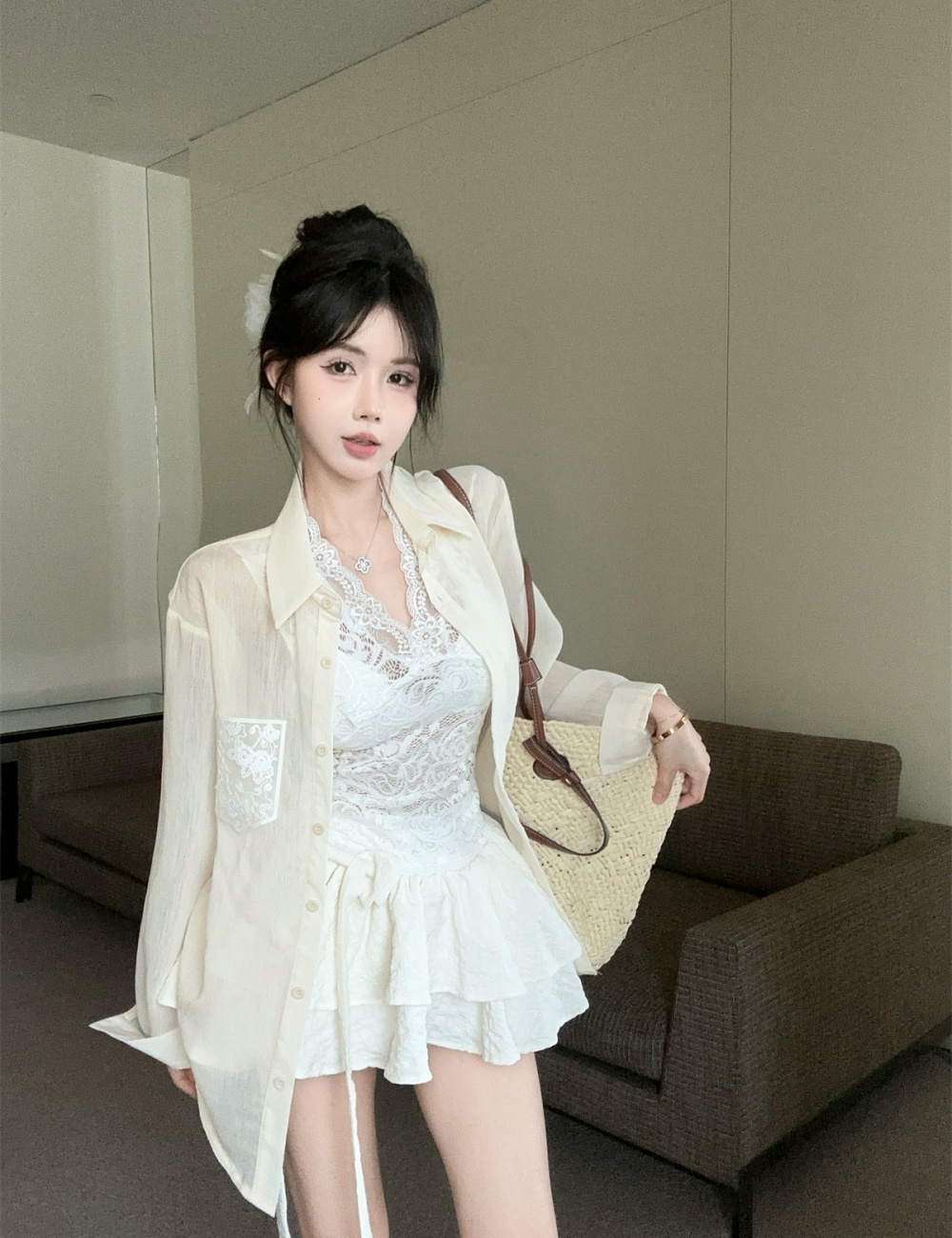 Sunscreen pocket loose comfort lazy shirt