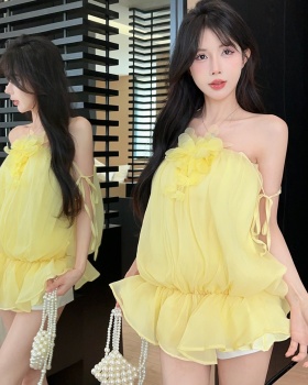 Maiden bandage flowers summer niche strapless tops for women