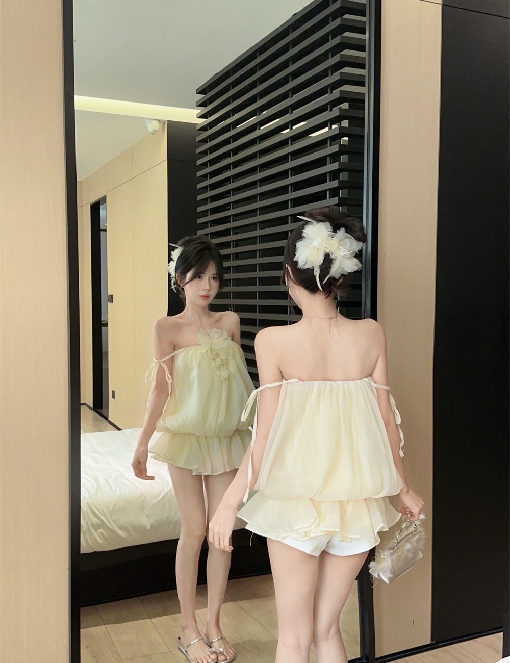 Maiden bandage flowers summer niche strapless tops for women