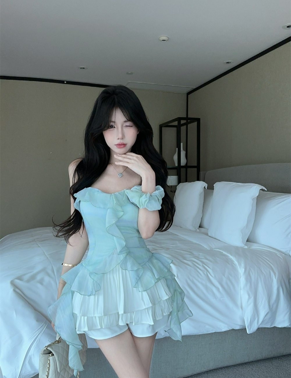 Ice cream colors wrapped chest France style tops