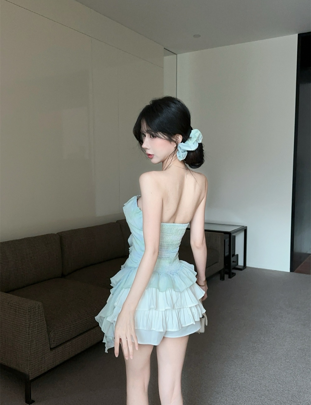 Ice cream colors wrapped chest France style tops