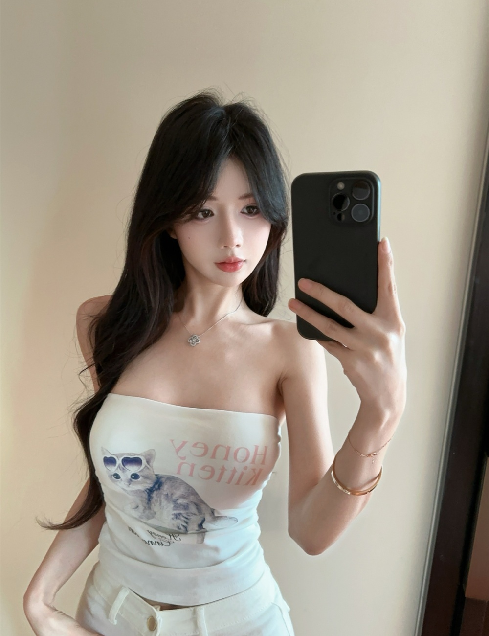 Kitty letters wrapped chest printing tops