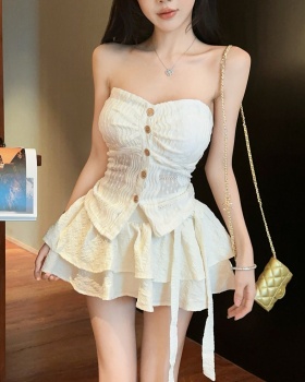 Summer France style skirt sling tops 2pcs set for women