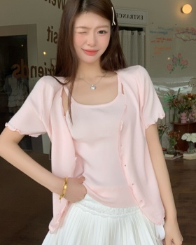 Knitted slim T-shirt Korean style cardigan