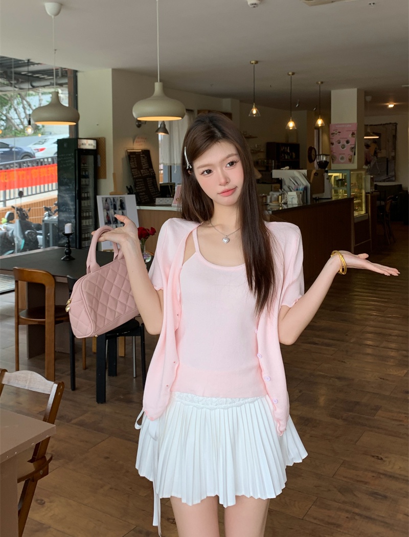 Knitted slim T-shirt Korean style cardigan