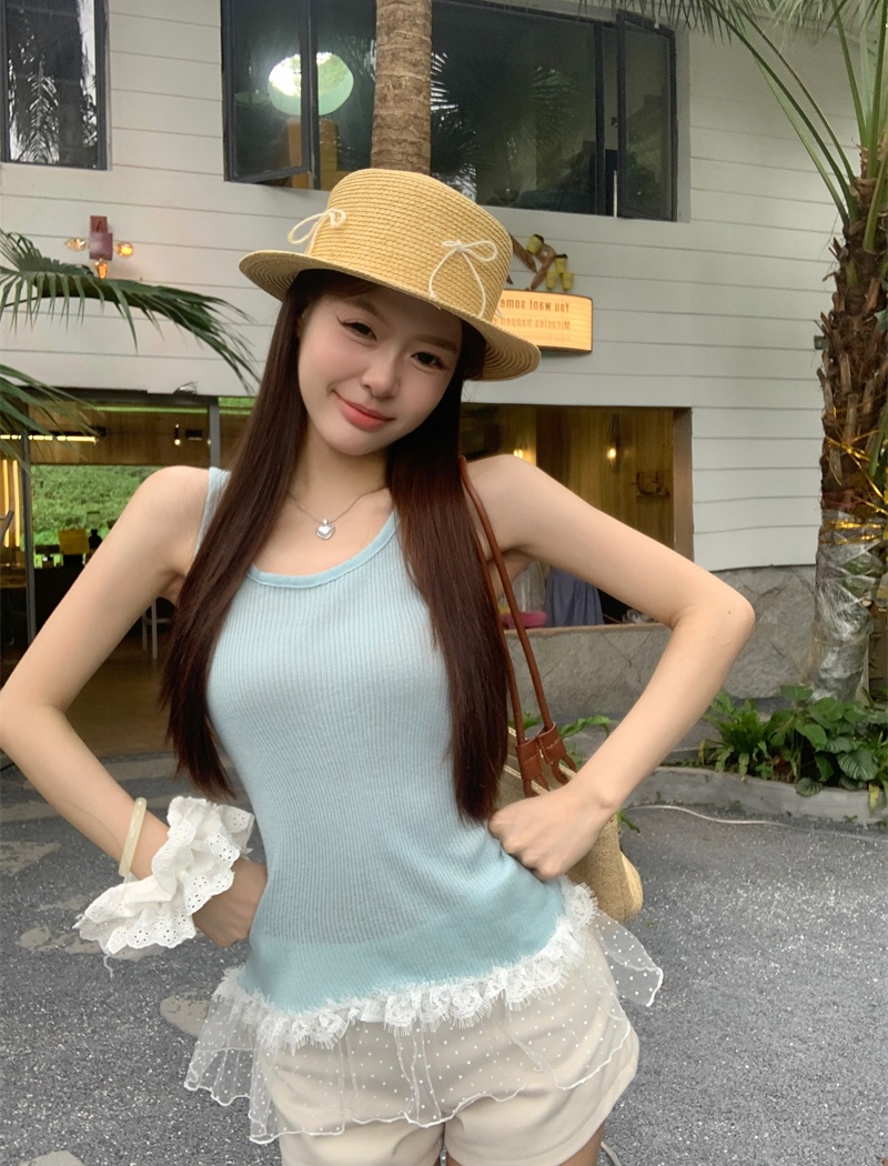 France style ballet vest pinched waist tender tops