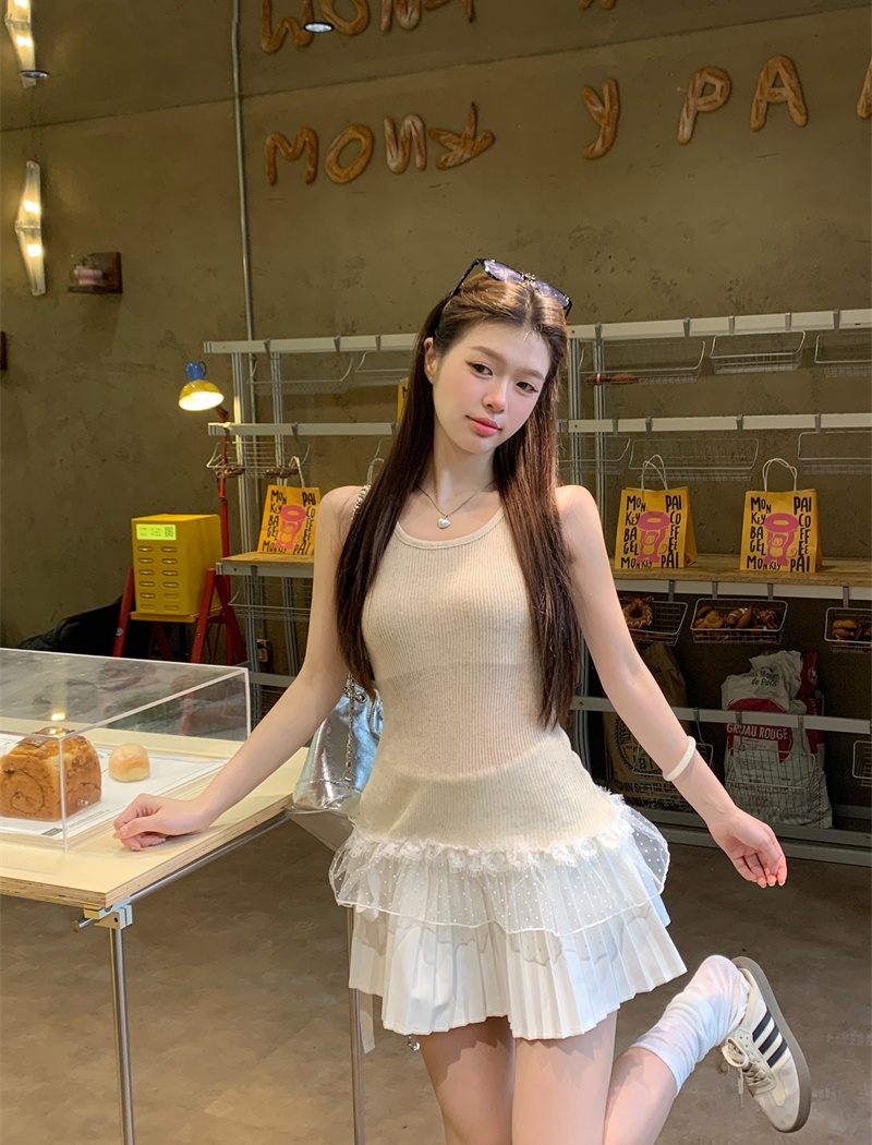 France style ballet vest pinched waist tender tops