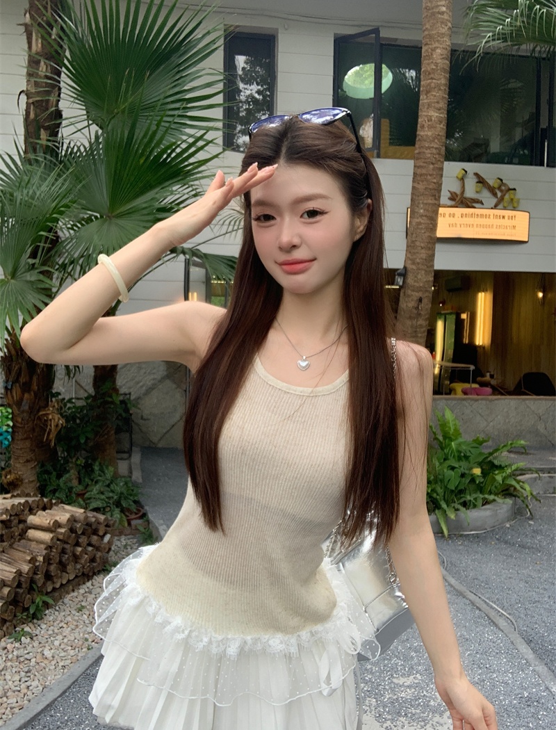 France style ballet vest pinched waist tender tops