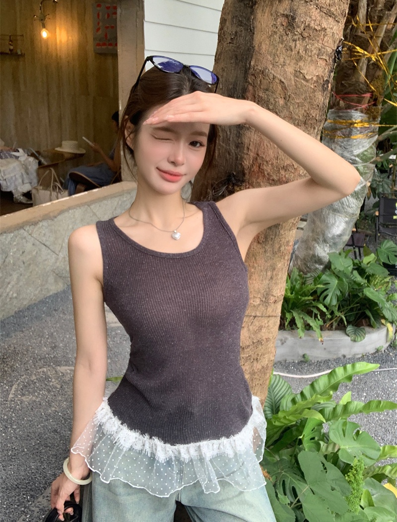 France style ballet vest pinched waist tender tops