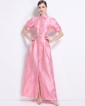 European style temperament dress jacquard elegant long dress