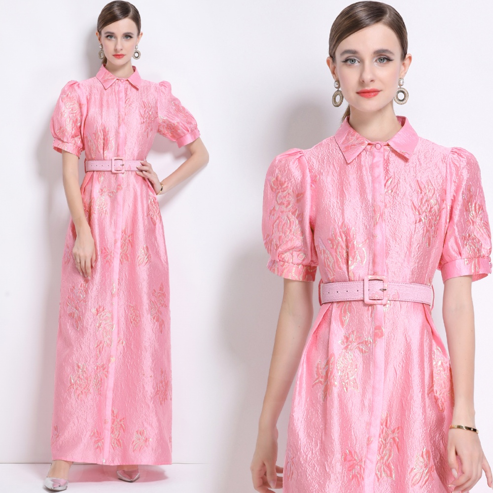 European style temperament dress jacquard elegant long dress