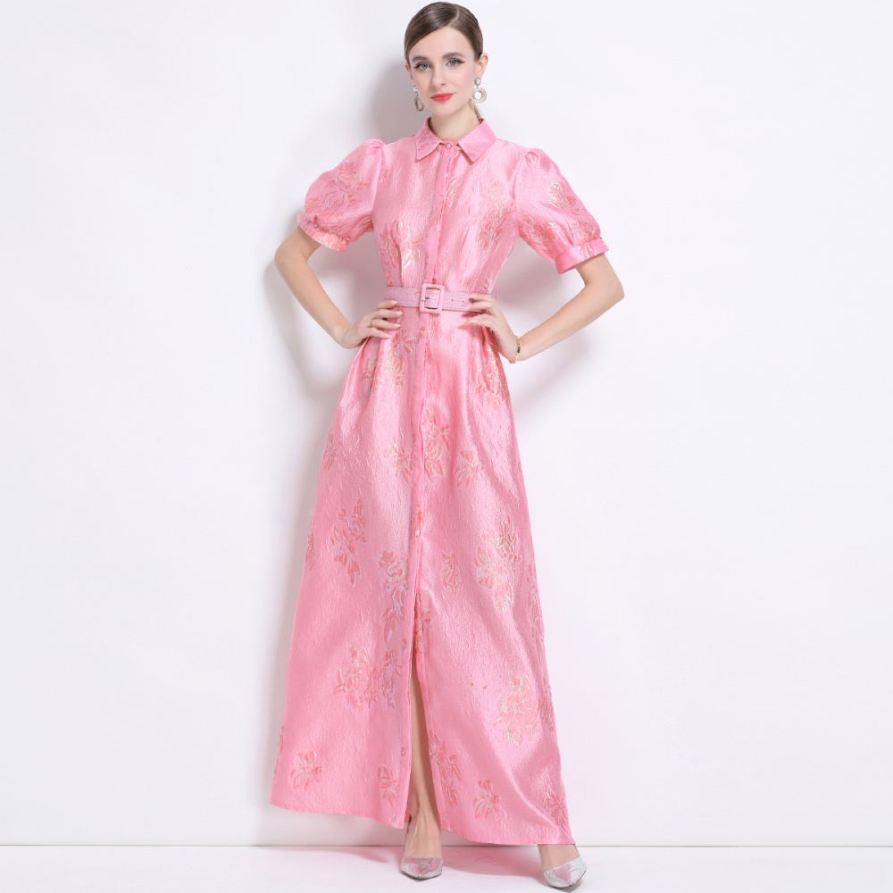 European style temperament dress jacquard elegant long dress