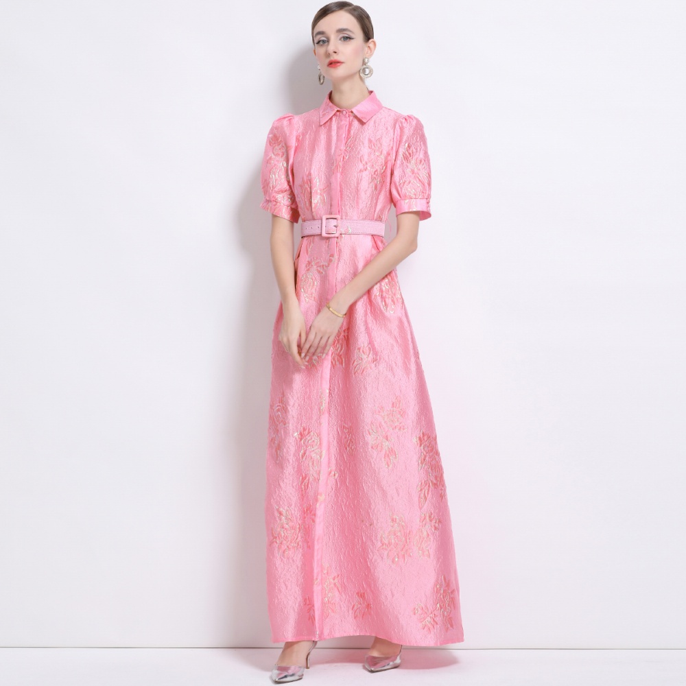 European style temperament dress jacquard elegant long dress