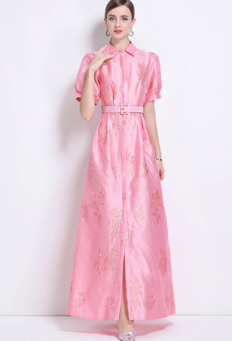 European style temperament dress jacquard elegant long dress