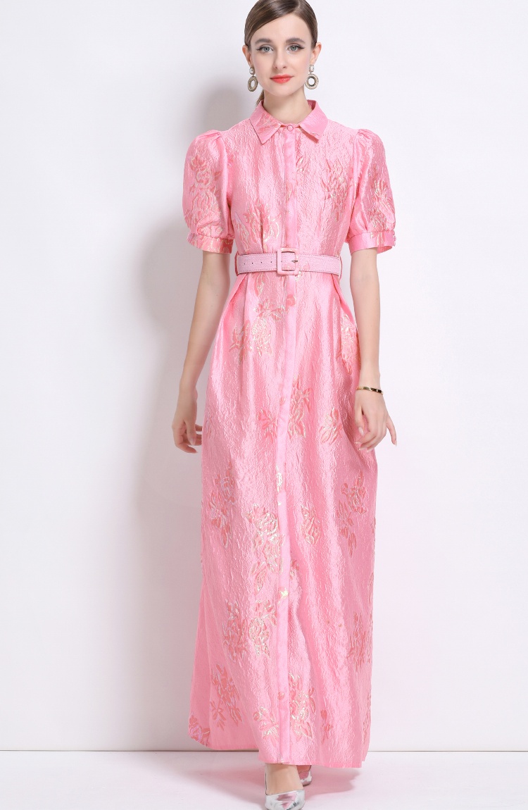 European style temperament dress jacquard elegant long dress