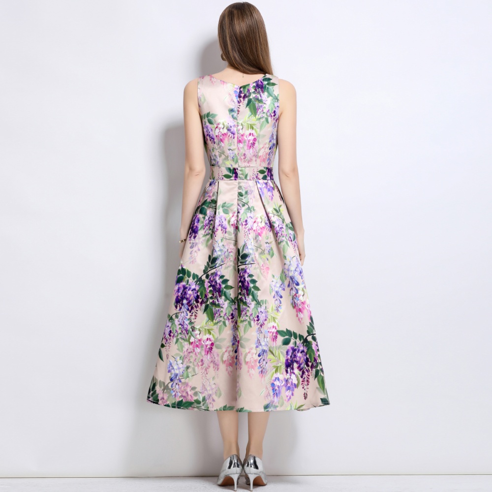 A-line stereoscopic high waist sleeveless dress