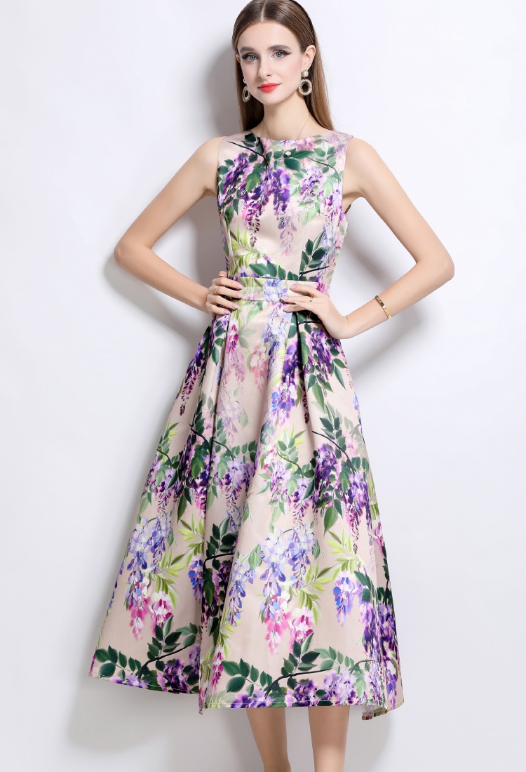 A-line stereoscopic high waist sleeveless dress