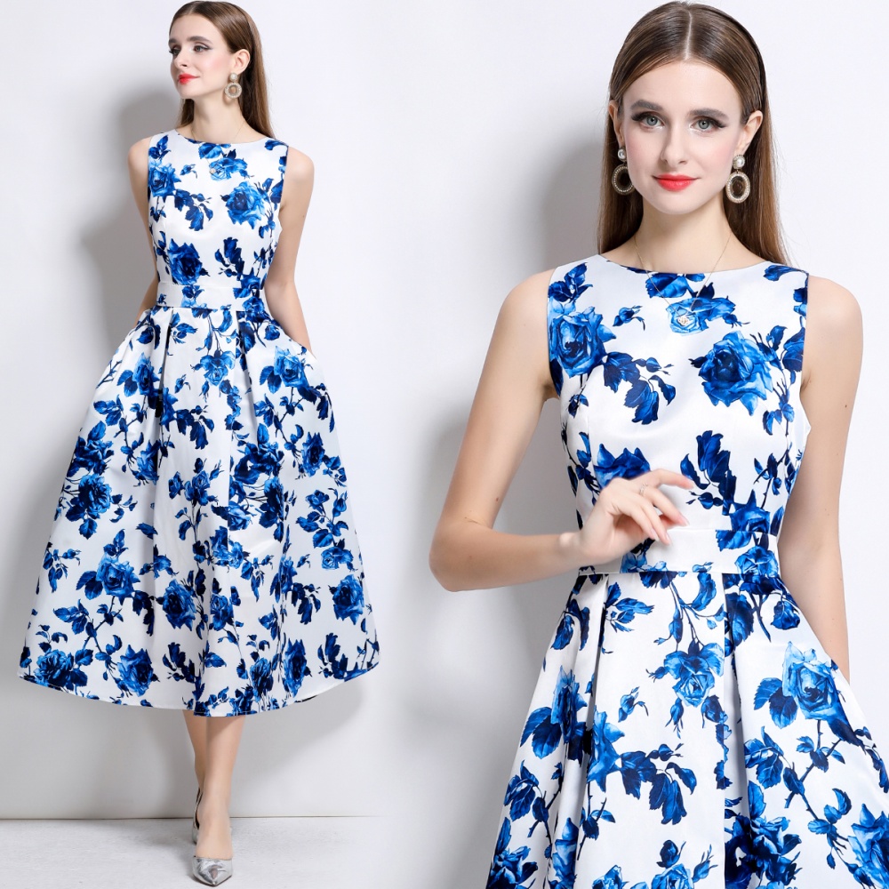 Clipping pinched waist stereoscopic high waist dress