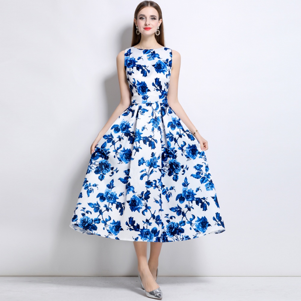 Clipping pinched waist stereoscopic high waist dress