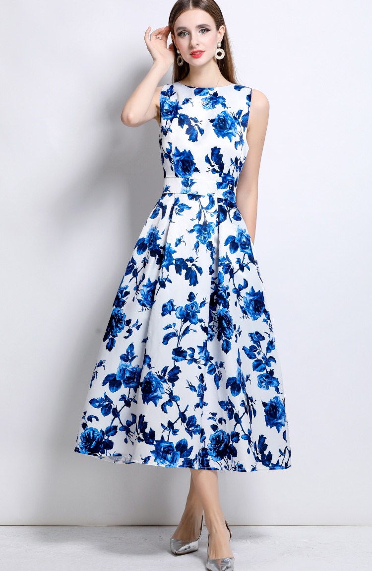 Clipping pinched waist stereoscopic high waist dress