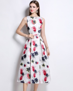 Stereoscopic high waist sleeveless A-line clipping dress