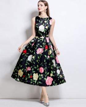 High waist A-line pinched waist stereoscopic dress