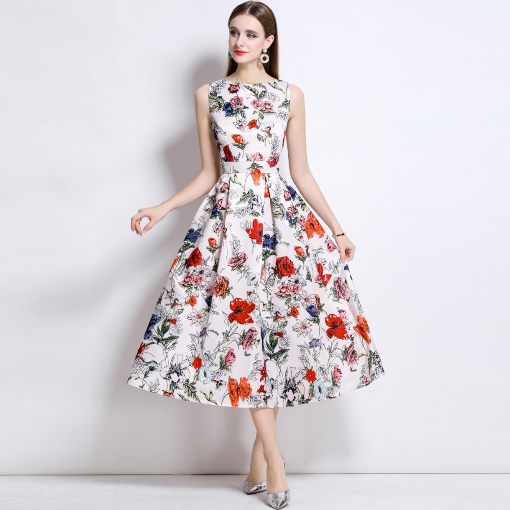 Pinched waist A-line high waist clipping dress