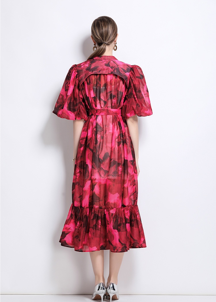All-match printing dress long fashion shirt for women