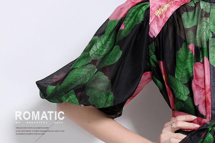 All-match printing dress long fashion shirt for women