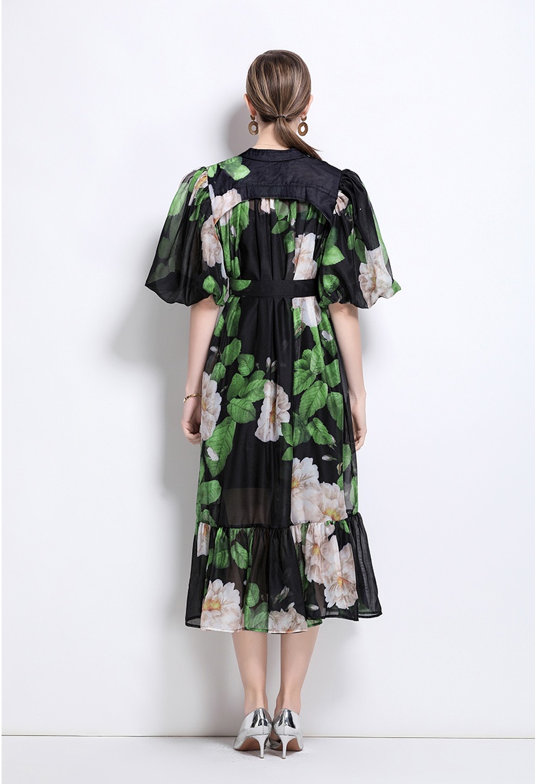All-match printing dress long fashion shirt for women