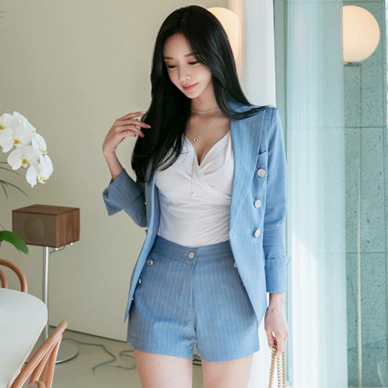 Korean style tops frenum shorts 2pcs set for women
