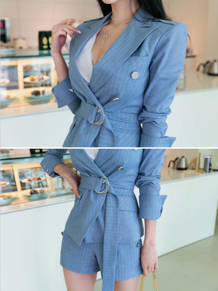 Korean style tops frenum shorts 2pcs set for women
