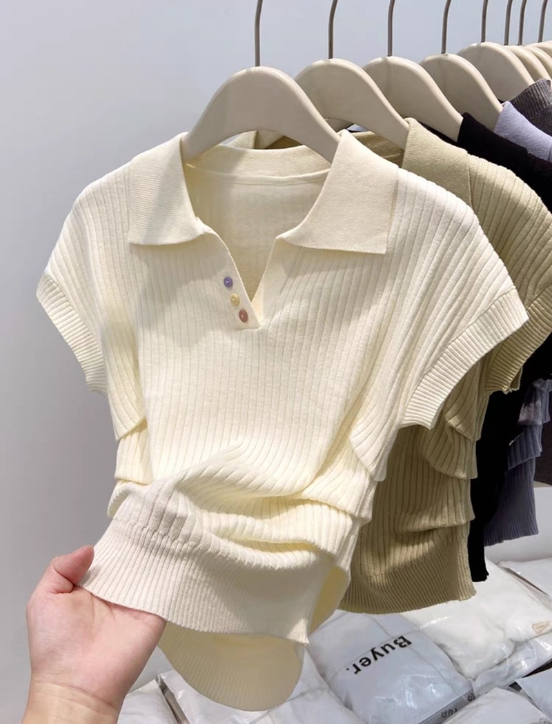 Short sleeve fold sweater spring and summer Korean style tops