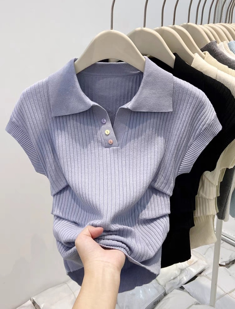 Short sleeve fold sweater spring and summer Korean style tops