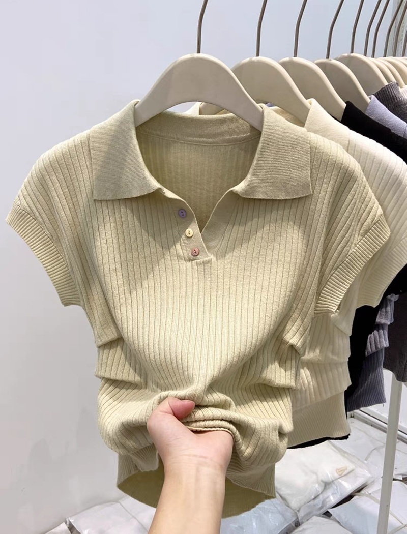 Short sleeve fold sweater spring and summer Korean style tops