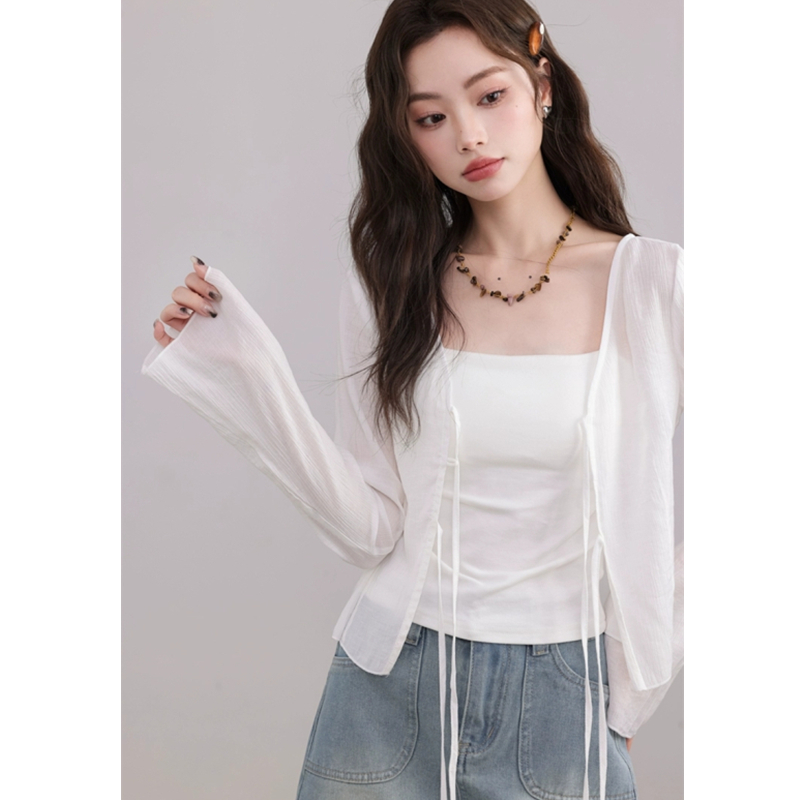 Sunscreen summer frenum cardigan long sleeve V-neck shirts