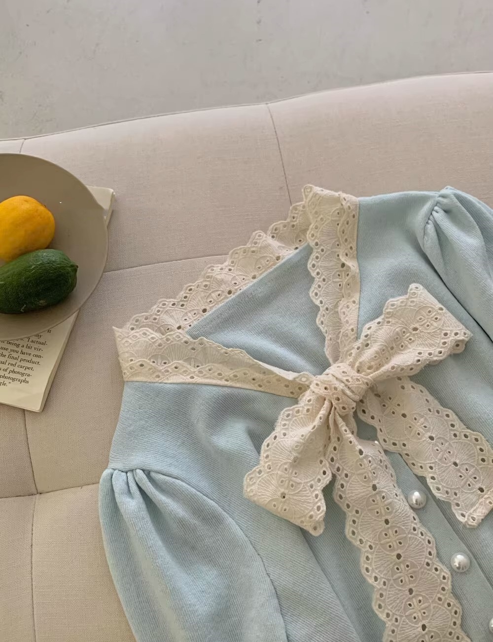 Short sleeve thin sweet tops Korean style bow cardigan