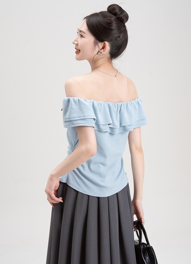 Strapless bow tops short sleeve T-shirt for women