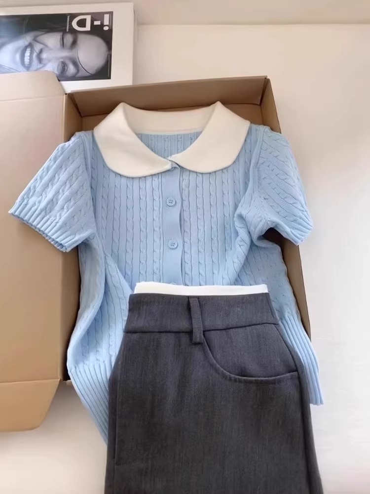 Slim short sweater short sleeve T-shirt for women