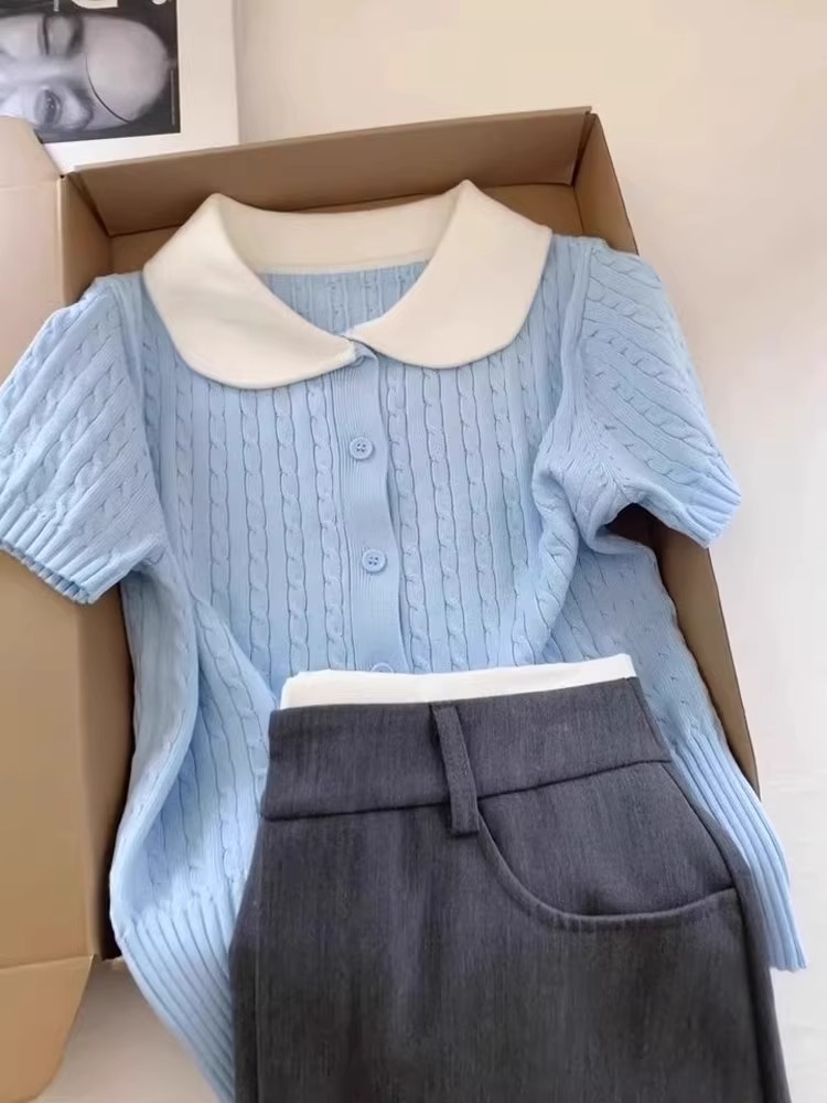 Slim short sweater short sleeve T-shirt for women